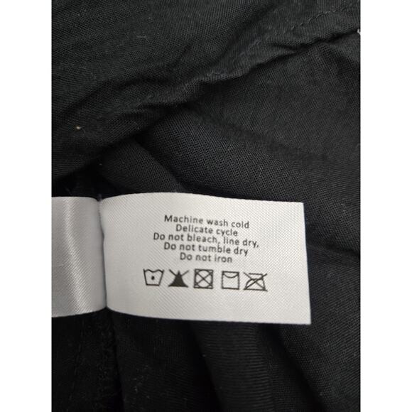 Boho Embroidered Black Mini Dress Sz M Grunge Fairy Beach Cover - Picture 6 of 8